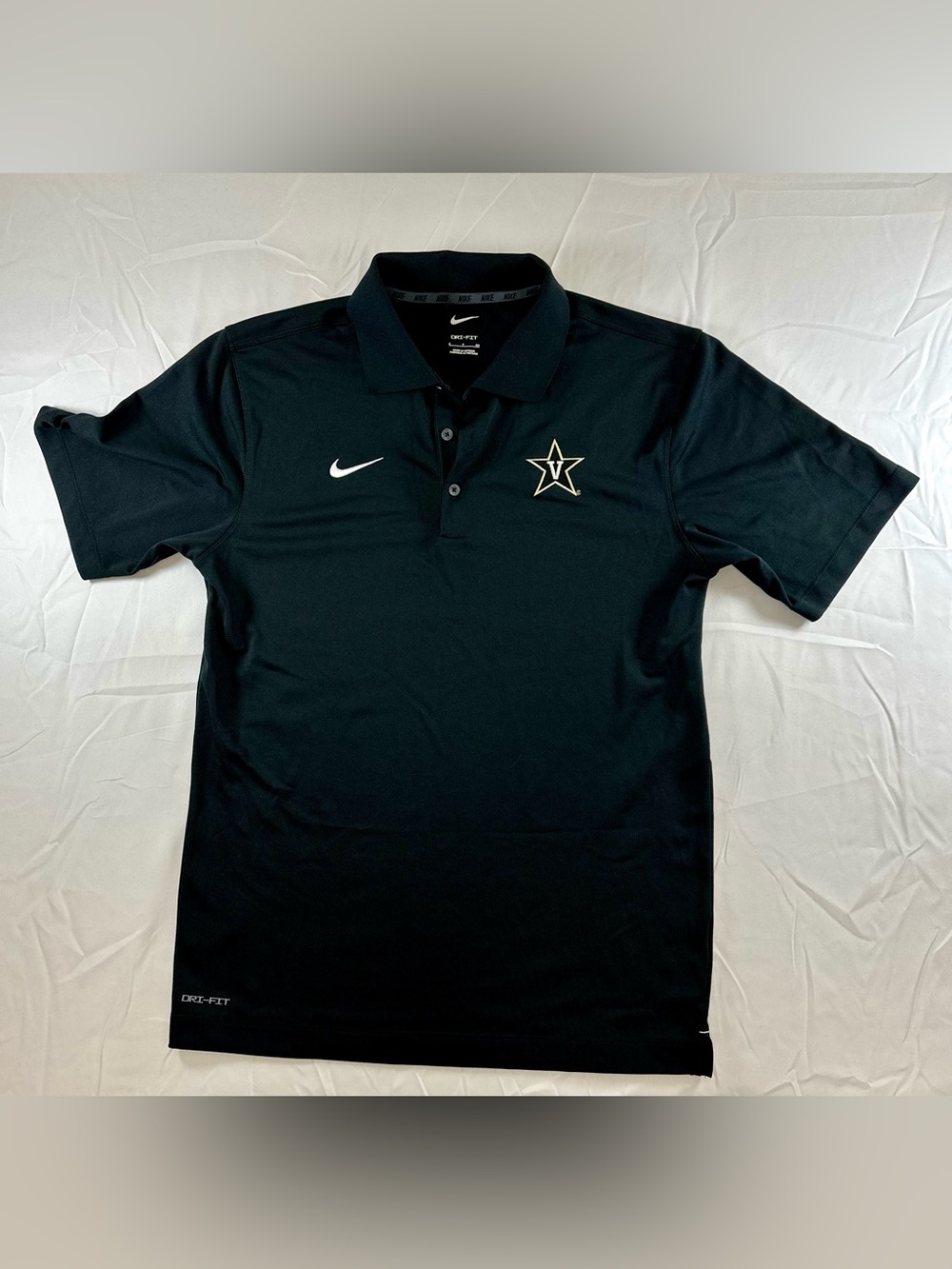 Nike Men's Black Polo with Vanderbilt Star Logo